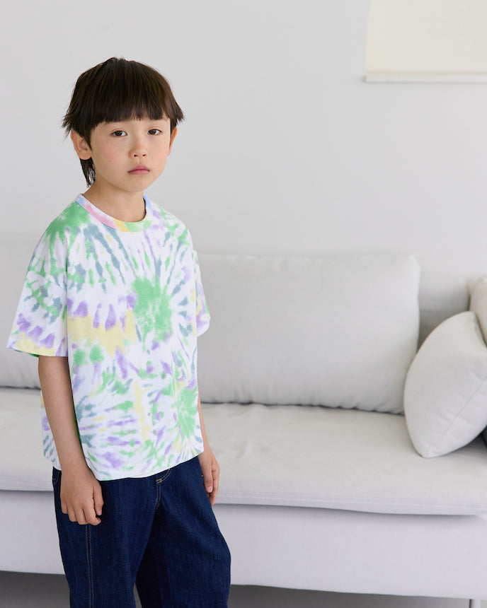 兒童 100% 純棉 T 卹短袖漸變紫色 x 綠色