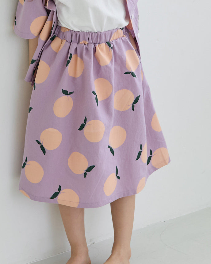 韓国子供服 キッズ 綿100% 北欧 リンゴ スカート パープル