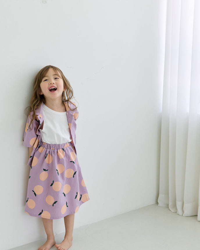 韓国子供服 キッズ 綿100% 北欧 リンゴ スカート パープル