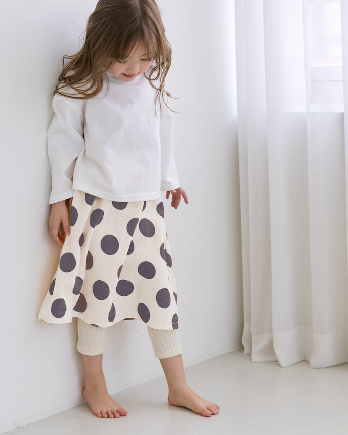 キッズ 綿100% ドット ガーゼ スカート ブラック