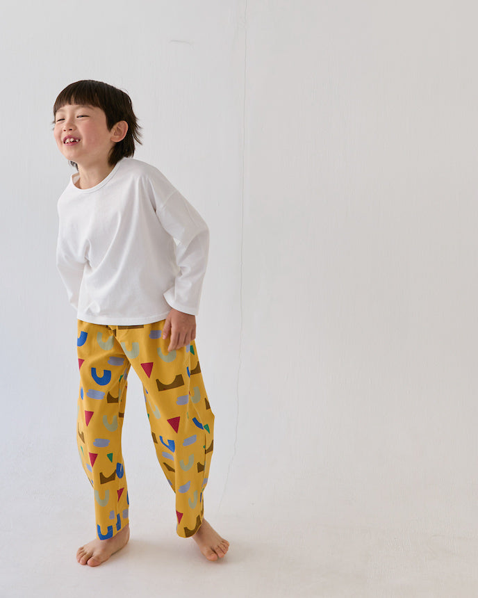 キッズ 綿100％ キカ モチーフ  ロングパンツ イエロー