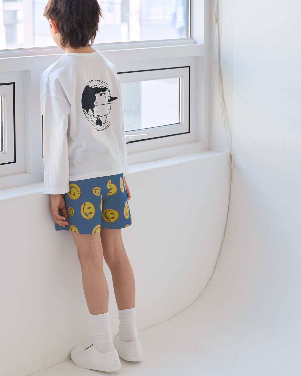 キッズ ショート パンツ スマイル ブルー
