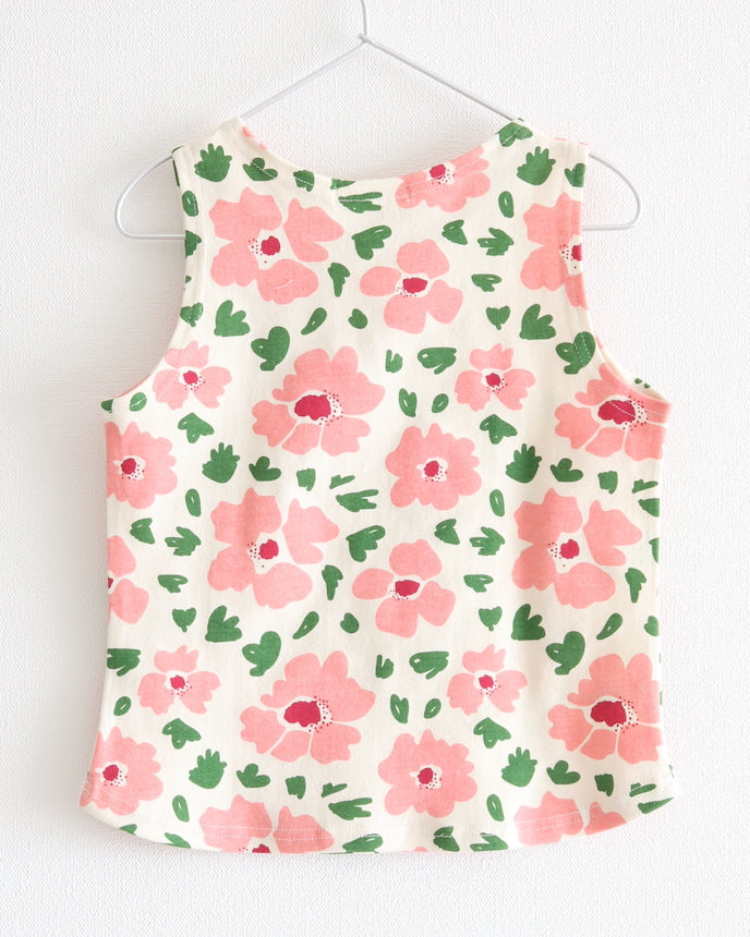 兒童背心花朵粉色