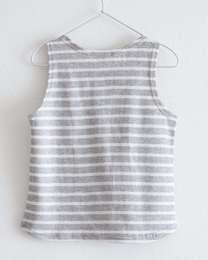 兒童條紋背心灰色 x 白色