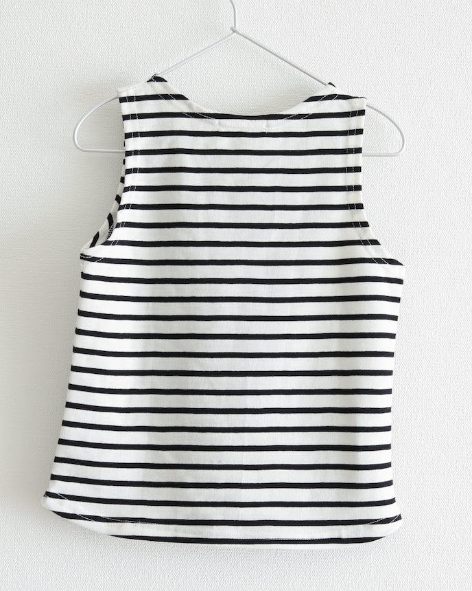 兒童邊框背心白色 x 黑色