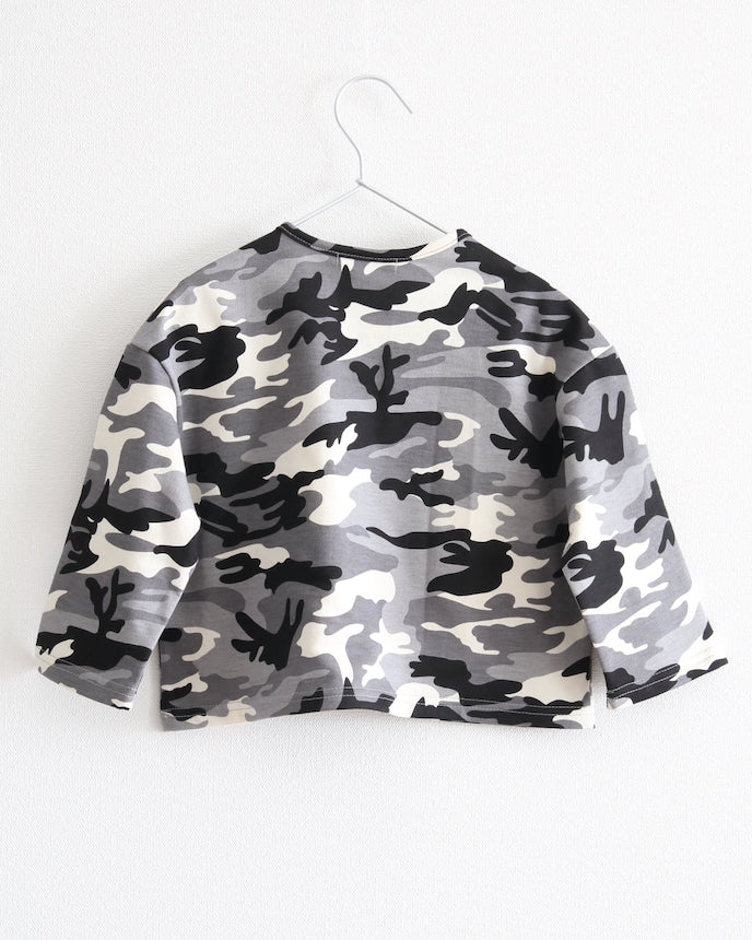 兒童長袖長T卹迷彩灰