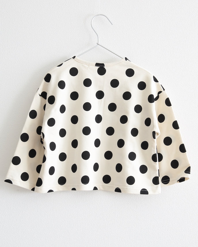 兒童長袖白色波點長款T卹