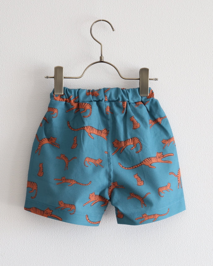 キッズ ショート パンツ  タイガー 虎 動物 ブルー