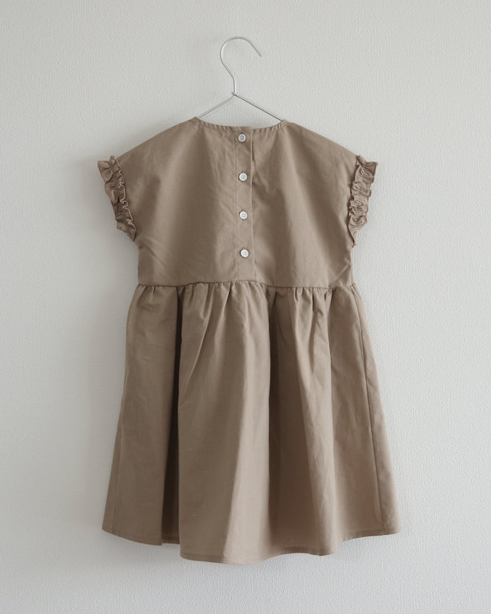 キッズ フレンチ スリーブ ワンピース ベージュ