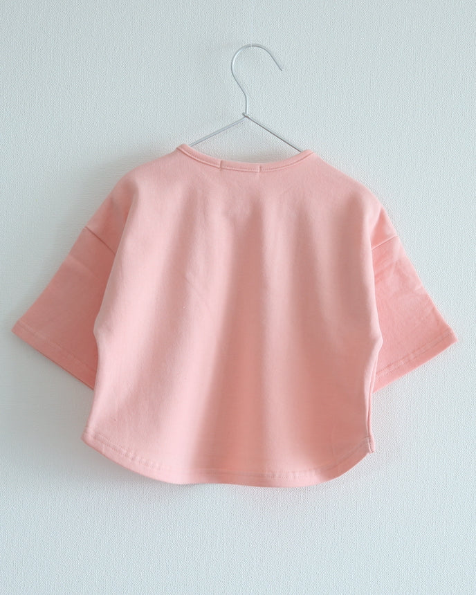 兒童短袖 T 卹運動衫微笑印花粉色