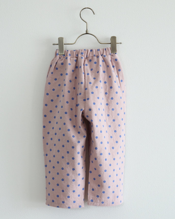 キッズ ドット ガーゼ カジュアルテーパードパンツ ピンク