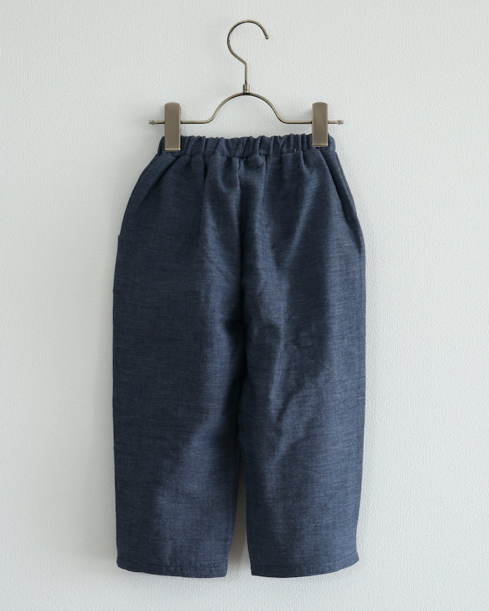 キッズ ガーゼ カジュアルテーパードパンツ ネイビー