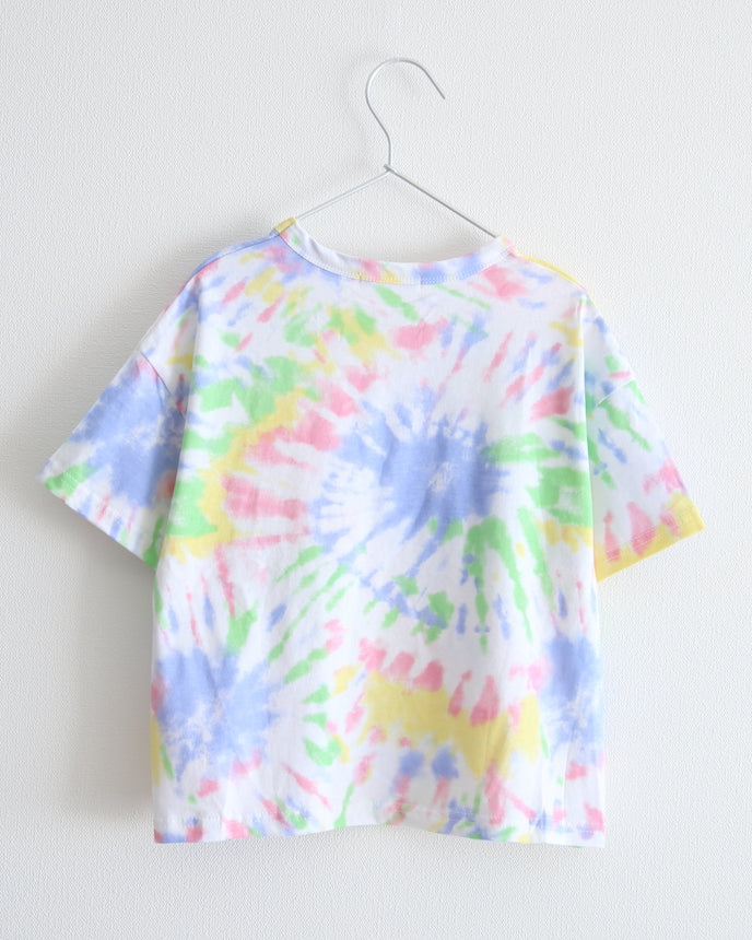 兒童 100% 純棉 T 卹短袖漸變粉色 x 綠色