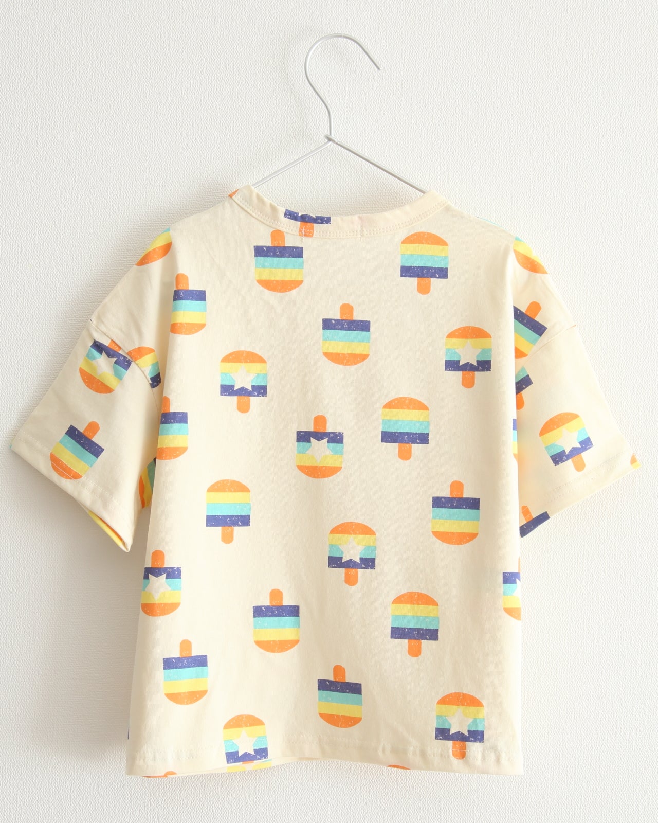 兒童 100% 純棉冰棒 T 卹短袖淺黃色