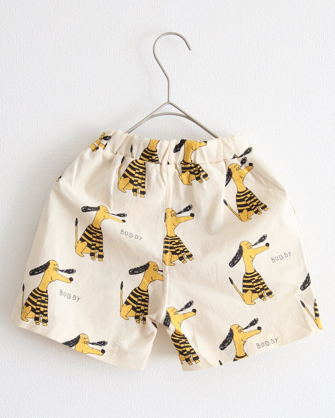 兒童短褲狗狗狗圖案象牙色