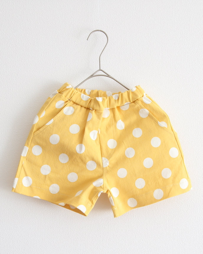 兒童波點短褲 波點 黃色