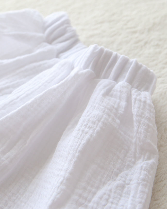 キッズ 綿100% 無地 ガーゼ スカート ホワイト