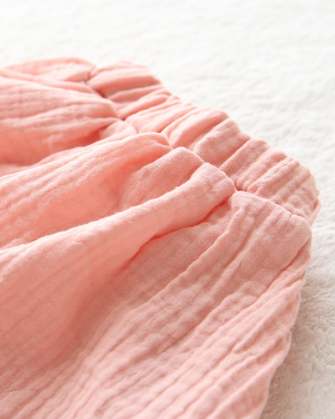 キッズ 綿100% 無地 ガーゼ スカート ピンク