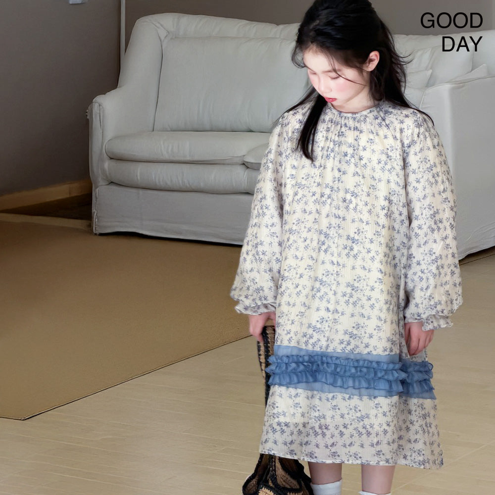 キッズ 長袖 ロング丈 ワンピース 花柄 薄手 涼しい  女の子 春服 夏服  韓国風 おしゃれ 可愛い 上品 お出かけ