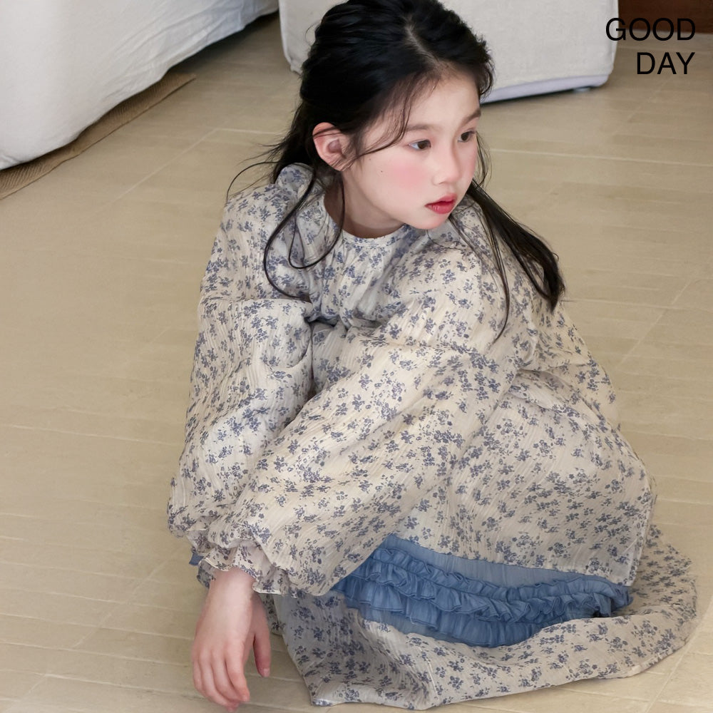 キッズ 長袖 ロング丈 ワンピース 花柄 薄手 涼しい  女の子 春服 夏服  韓国風 おしゃれ 可愛い 上品 お出かけ