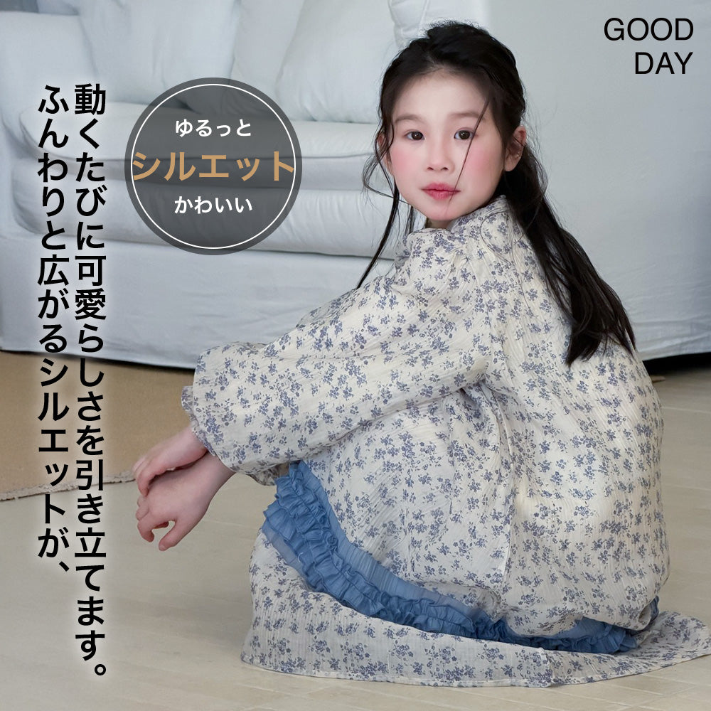 キッズ 長袖 ロング丈 ワンピース 花柄 薄手 涼しい  女の子 春服 夏服  韓国風 おしゃれ 可愛い 上品 お出かけ