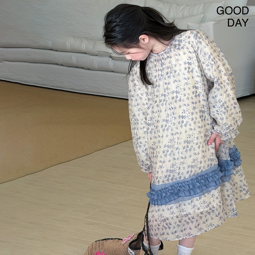 キッズ 長袖 ロング丈 ワンピース 花柄 薄手 涼しい  女の子 春服 夏服  韓国風 おしゃれ 可愛い 上品 お出かけ