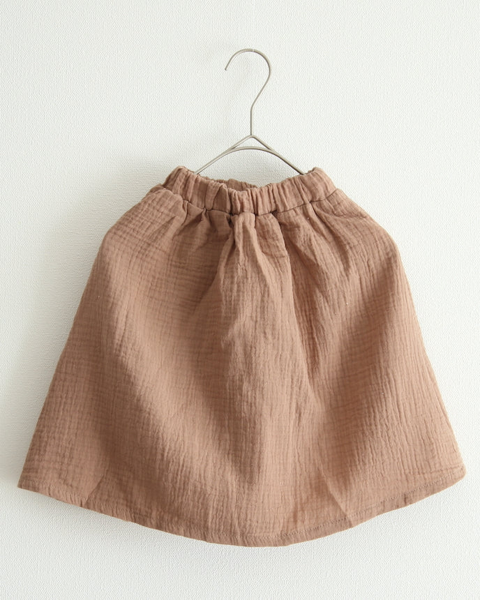 キッズ綿100%無地ガーゼスカートコーヒーブラウン