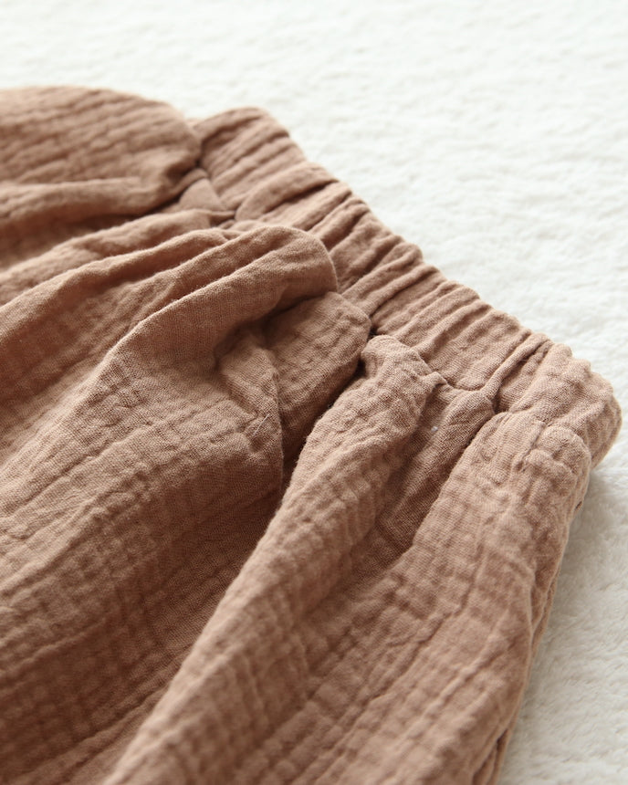 キッズ綿100%無地ガーゼスカートコーヒーブラウン