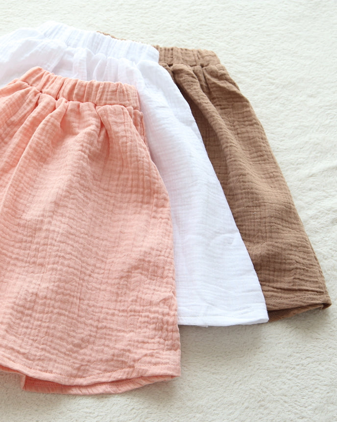 キッズ綿100%無地ガーゼスカートコーヒーブラウン