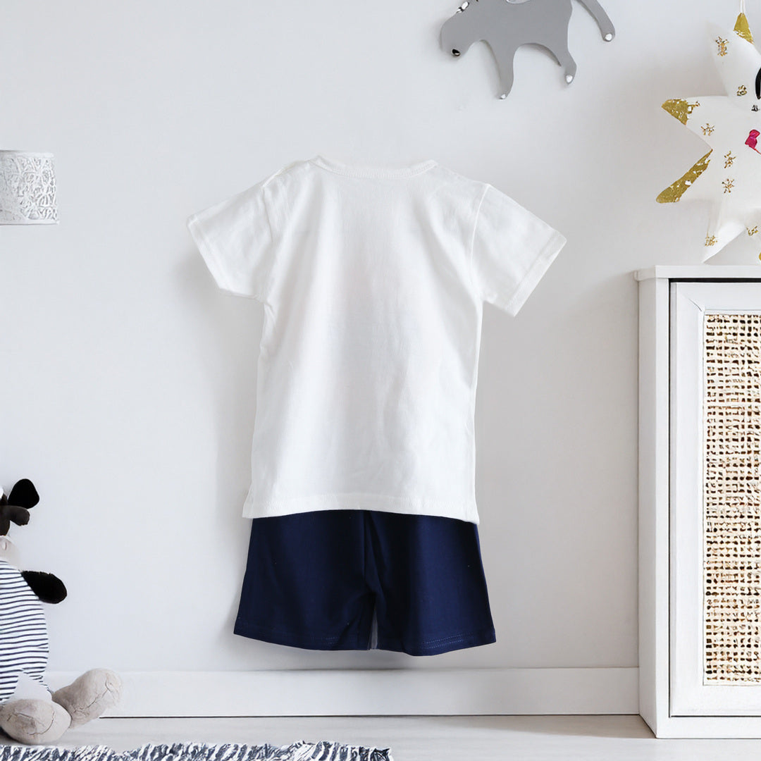 キッズ 上下セット ショート Tシャツ＋ パンツ バットマン ネイビー コットン 綿100％ 部屋着 着替え 春夏 通園
