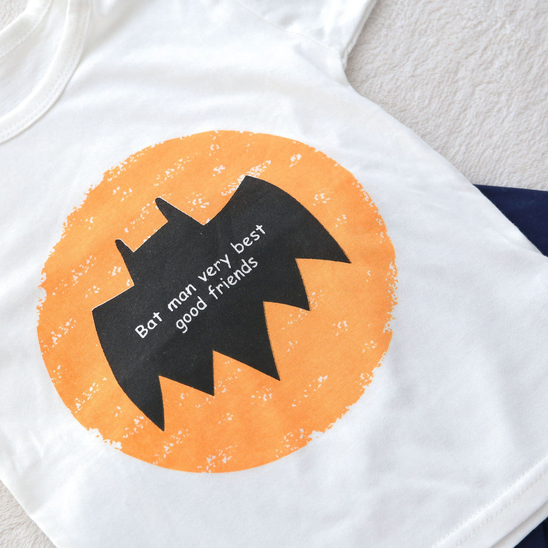 キッズ 上下セット ショート Tシャツ＋ パンツ バットマン ネイビー コットン 綿100％ 部屋着 着替え 春夏 通園