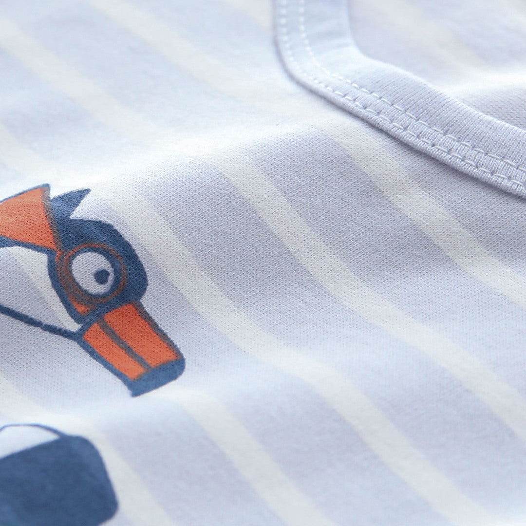 キッズ 上下セット ショート Tシャツ＋ パンツ ワニ 動物 ブルー ネイビー コットン 綿100％ 部屋着 着替え 春夏 通園