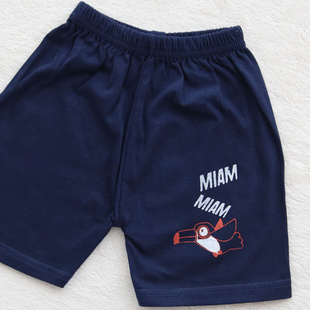 キッズ 上下セット ショート Tシャツ＋ パンツ ワニ 動物 ブルー ネイビー コットン 綿100％ 部屋着 着替え 春夏 通園