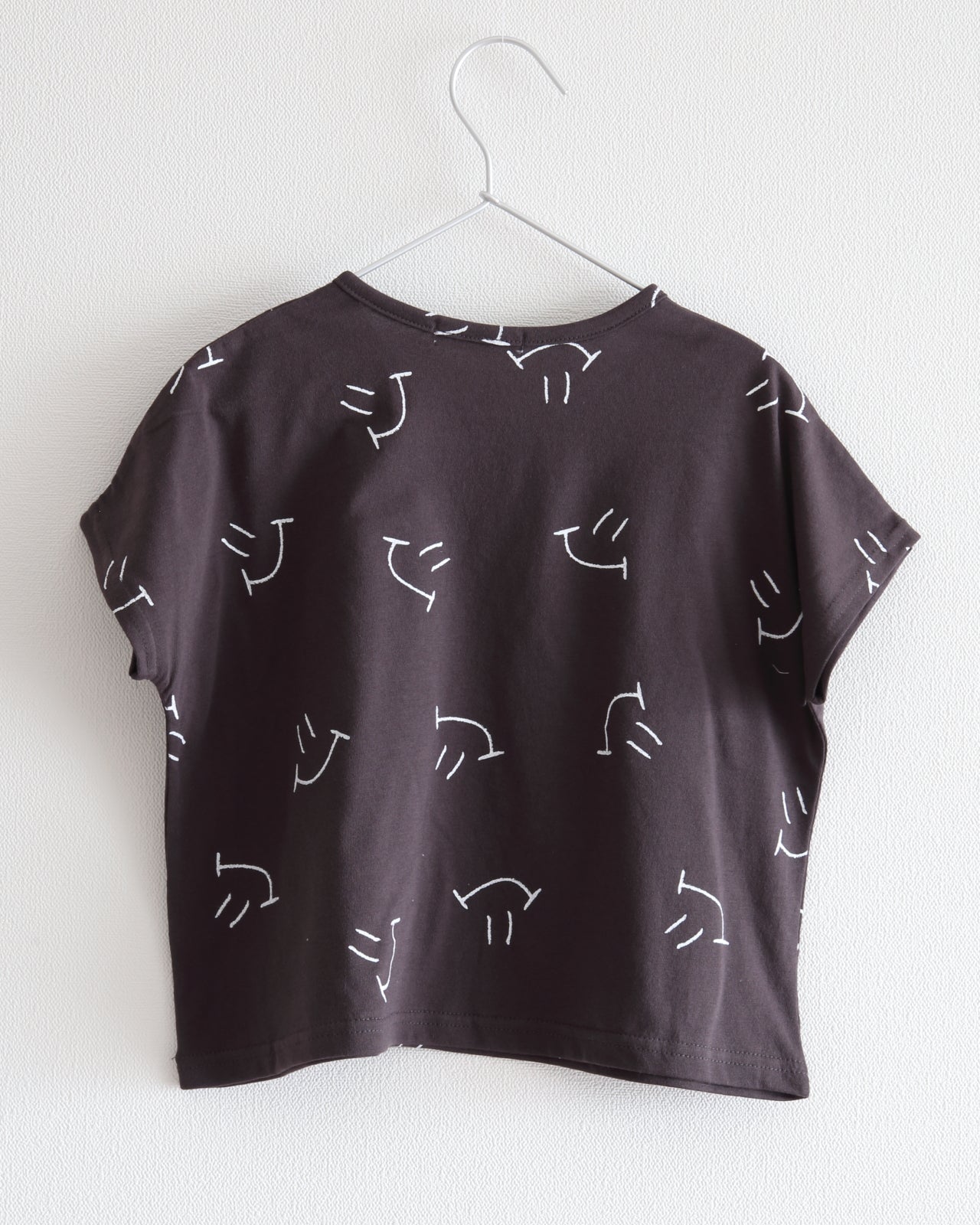 キッズ ショート ドルマンスリーブ Tシャツ スマイル 半袖 グレージュブラウン