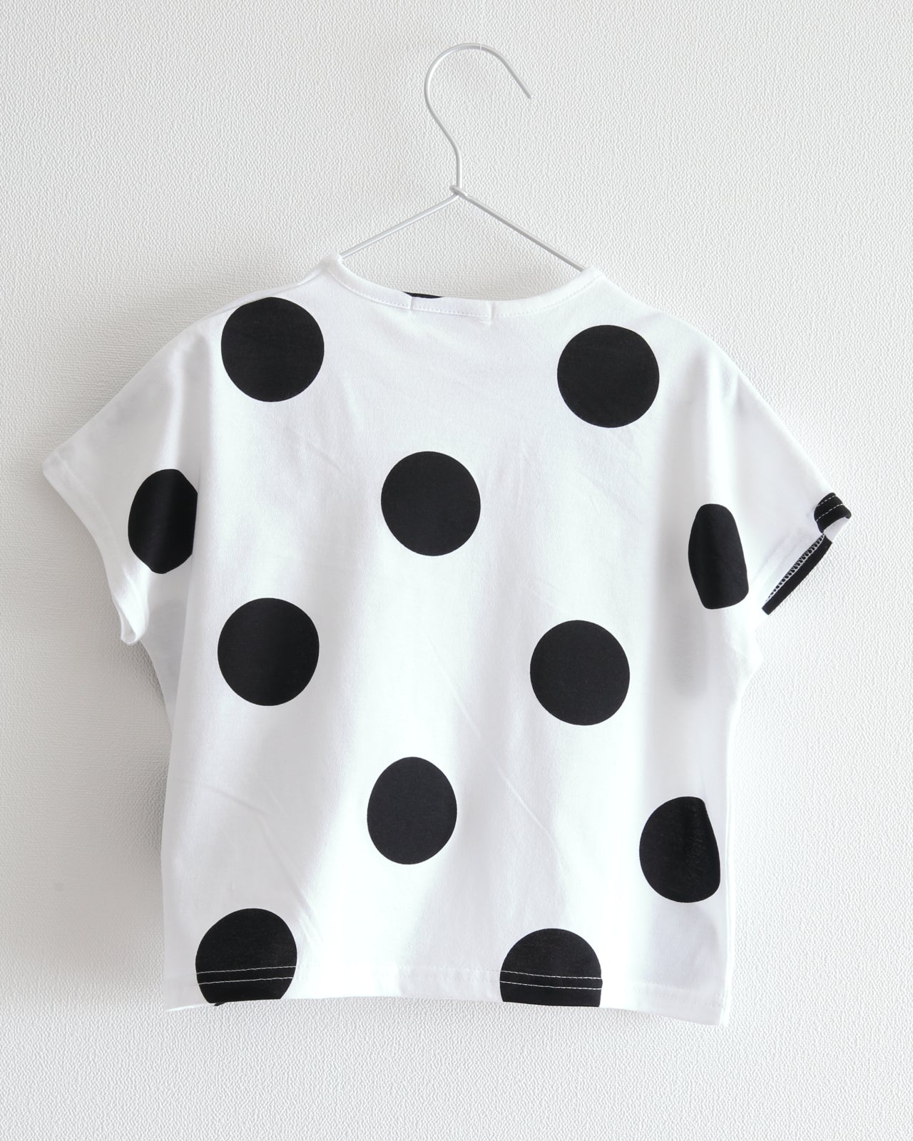 キッズ ショート ドルマンスリーブ Tシャツ 水玉 ドット ホワイト
